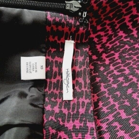 HALOGEN Pencil Skirt Abstract Pattern Black & Pink Sz 10 - Picture 5 of 6